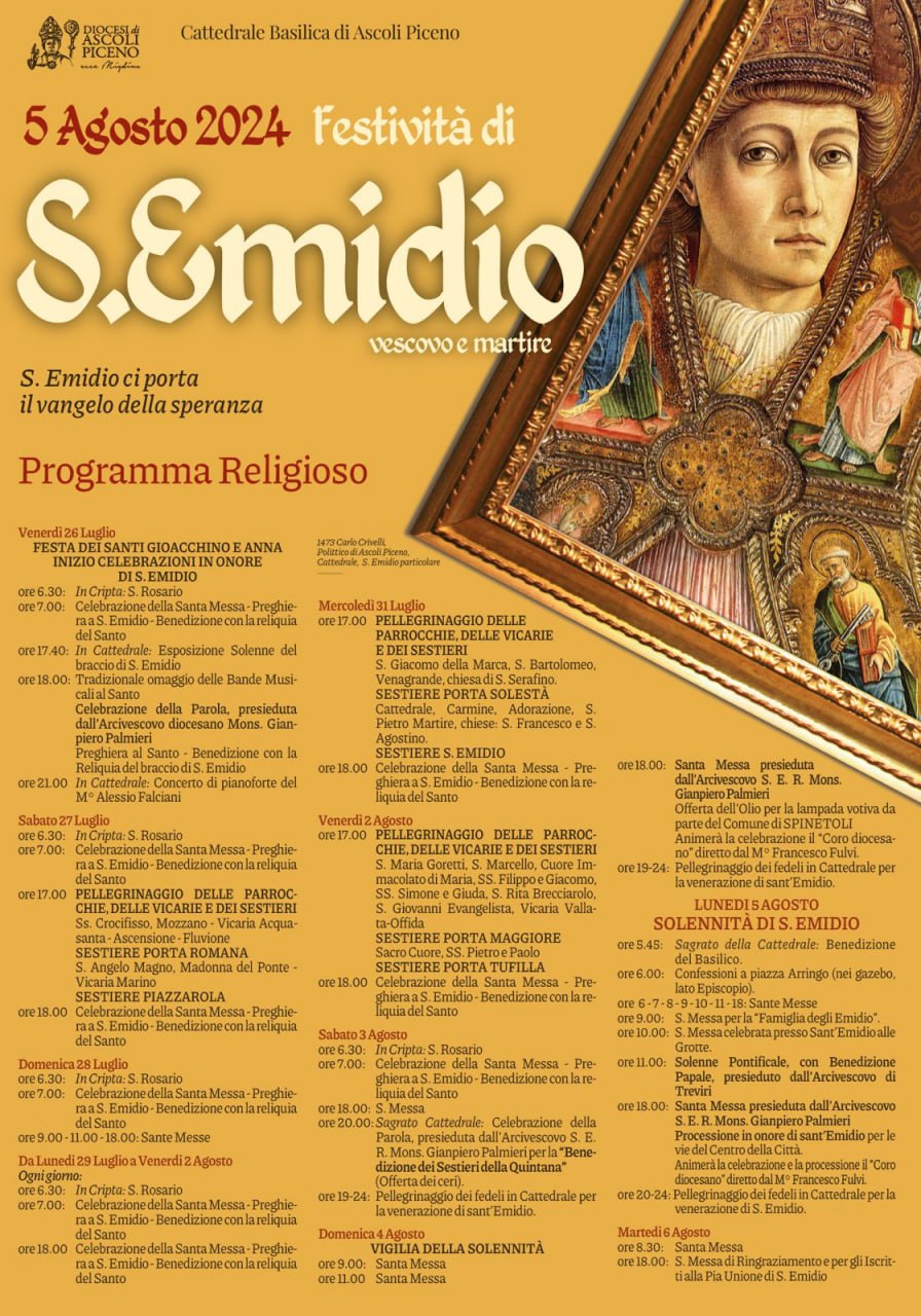 Festività di Sant'Emidio 2024: il programma religioso completo - locandina