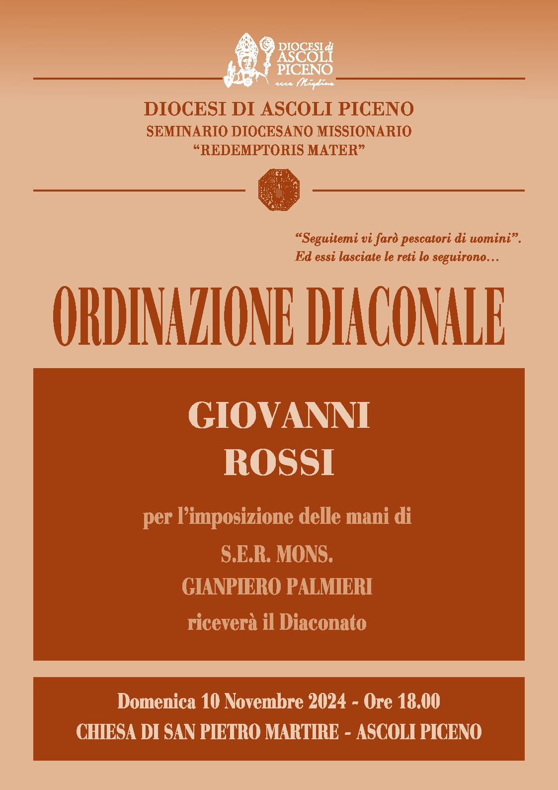 Ordinazione diaconale di Giovanni Rossi - locandina