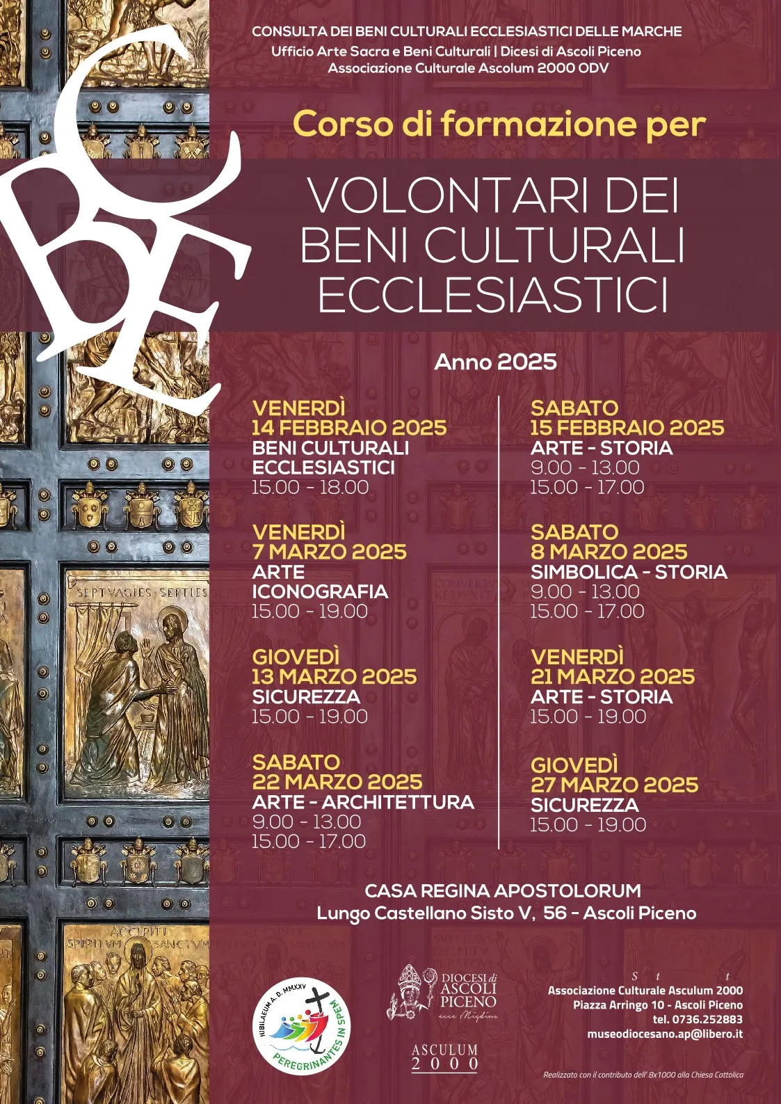 Corso di formazione per volontari dei Beni Culturali Ecclesiastici - locandina